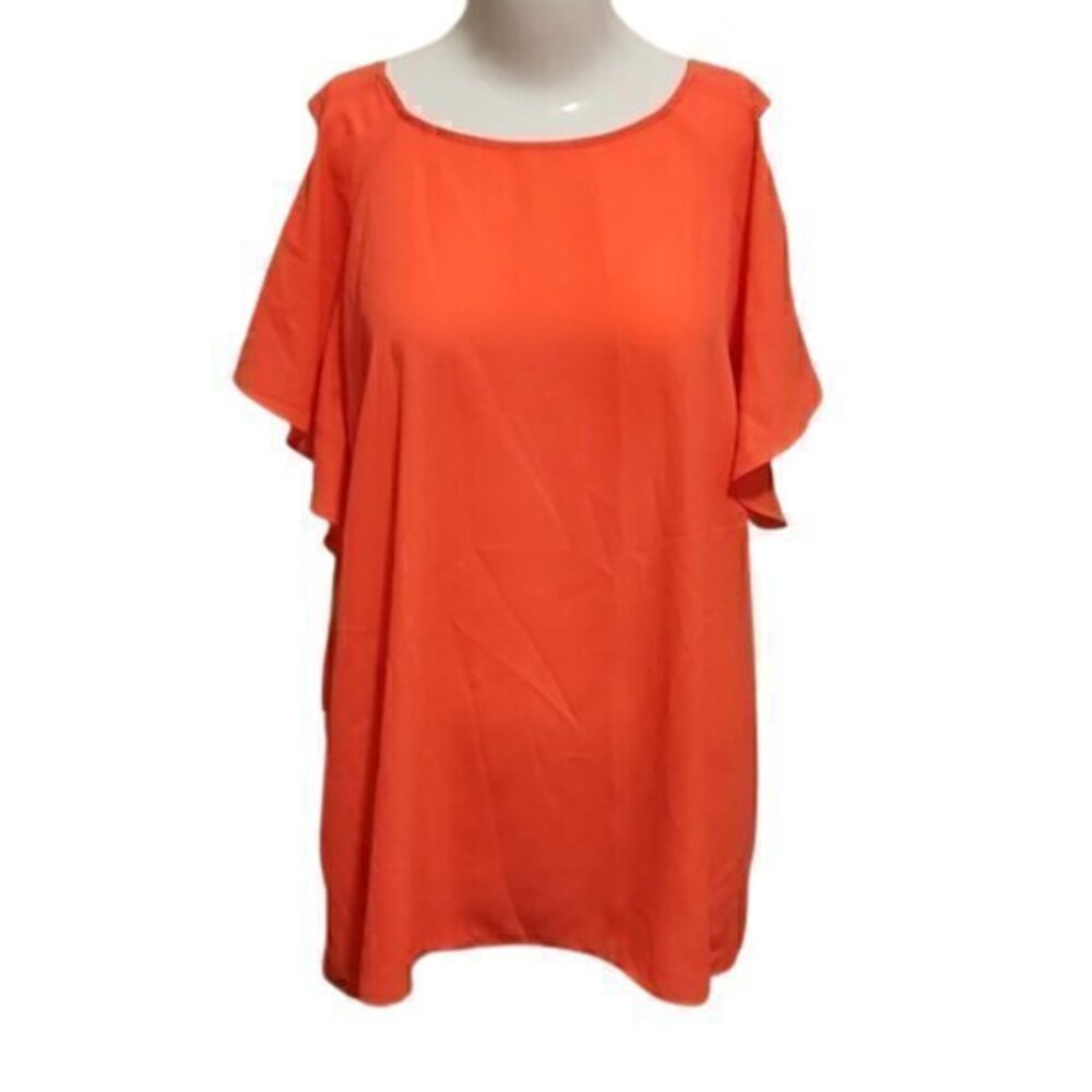 [Charming Charlie] Orange Open Sleeve Short Sleeve Blouse - Size XL